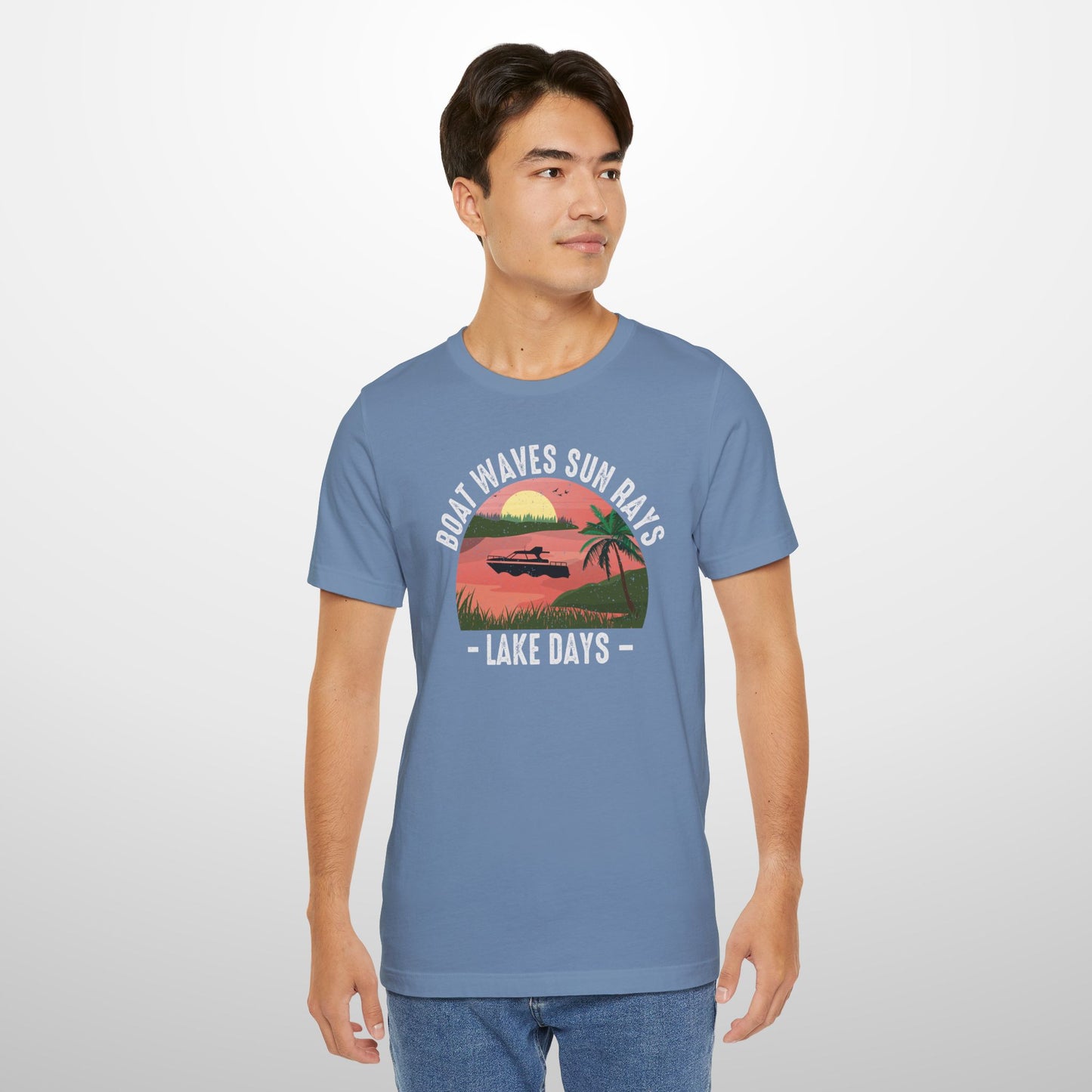 Boat Waves Sun Rays Lake Days T-Shirt